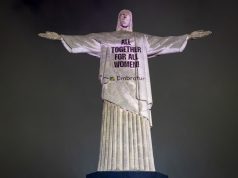 Cristo Redentor iluminado en una campaña contra el femicidio
